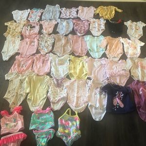 0-3m girl onesies/swim wear